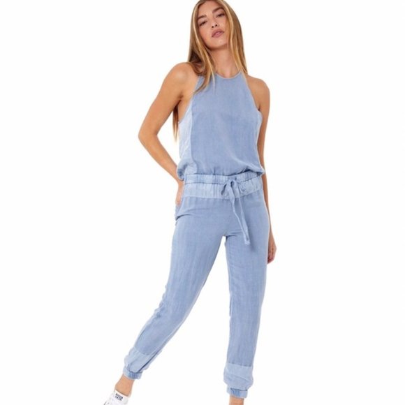 Young Fabulous & Broke Pants - NWT Young Fabulous & Broke light blue slim fit linen blend jumpsuit, L